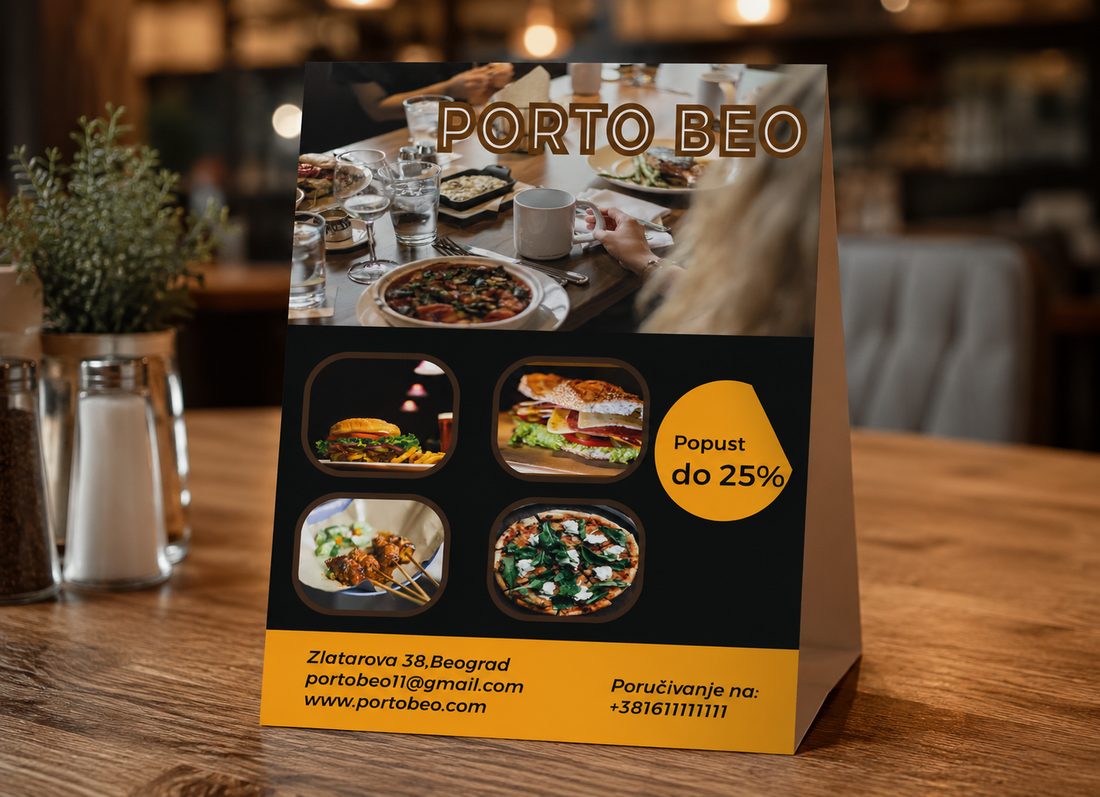 Promotivni flajer za restoran Porto Beo