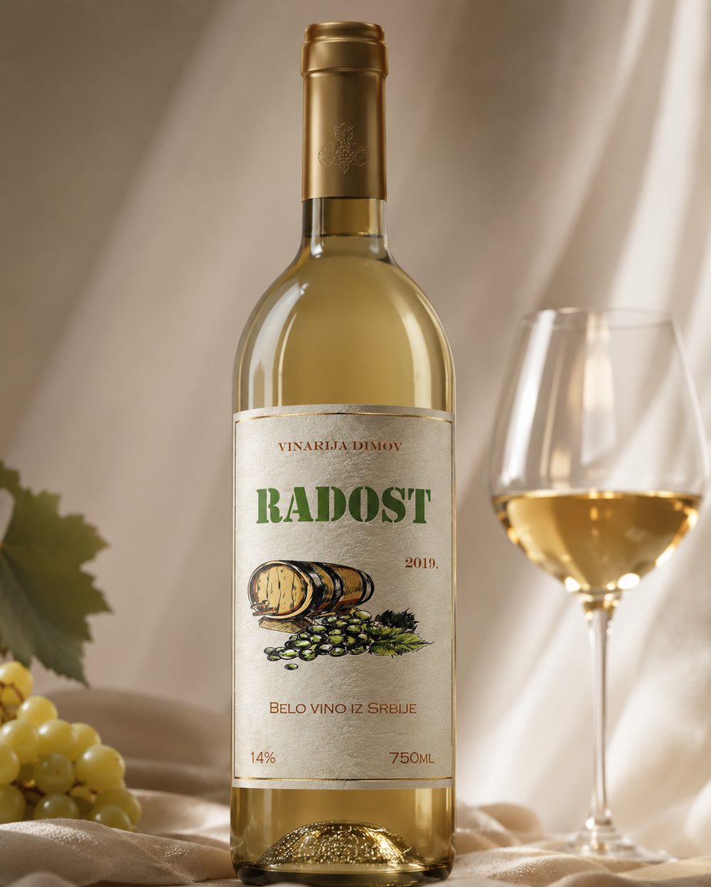 Dizajn etikete za belo vino Radost